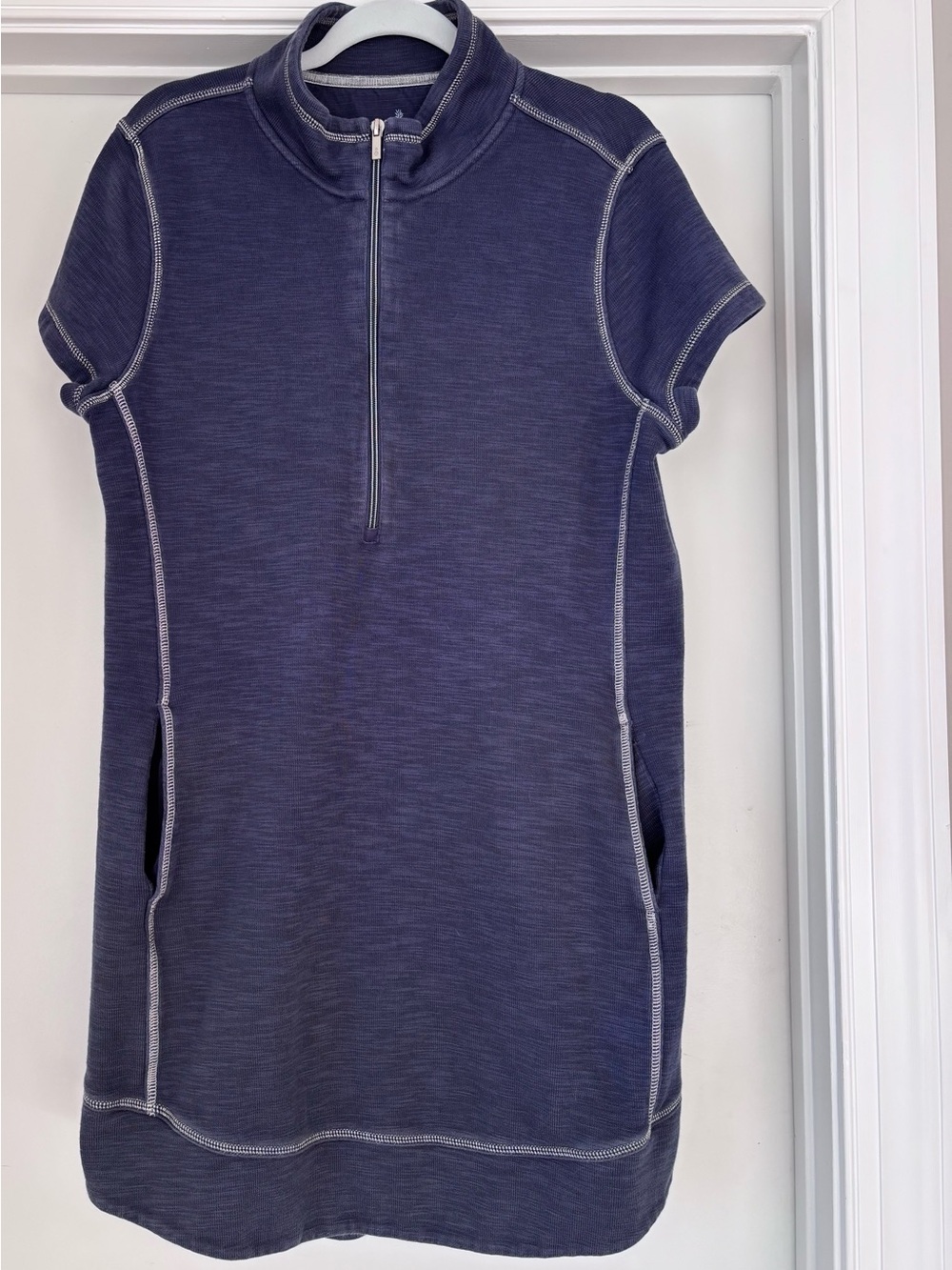 Tommy Bahama Tobago bay Navy Zip-Up Short Sleeve dress Size Large